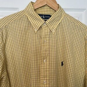 Polo by Ralph Lauren Men's Yellow Checkered Shirt Size: Collar 16.5 Sleeve 34/35